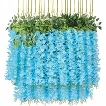 Artificial Wisteria Hanging Flowers Fake Wisteria Flower Garland Silk Vines Rattan Decor For Home Wedding Arch Wall Garden Greenery Bedroom Outdoor Office Party Decoration, Valentine Day, Gift Gifts Birthday Graduation