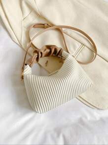 New Fashion Minimalist Versatile Pleated Woven PU Patchwork Tote Shoulder Crossbody Bag