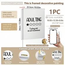 1pc, Canvas Hanging Picture, Framed, Poster, Wall Art, Adult Wall Art: Funny Letter Printing Poster, Indoor Use, Suitable For Living Room, Bedroom, Office, Bathroom, Kitchen, Art Print, Wall Decoration, Modern Style, Vintage Charm, Text Poster Gifts Birthday Graduation