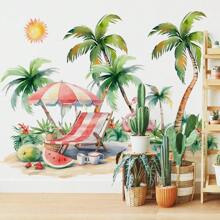1PC Vibrant Summer Heat Wave Beach Party Wall Sticker, Art Decoration Sticker, PVC Waterproof Detachable Self-Adhesive, Suitable For Bedroom, Foyer, Living Room, Study, Cabinet Home Decoration, 14.9 * 19.6 Inch Gifts Birthday Graduation Room Decor Wall Decor Bathroom Decor Bedroom Decor Room Decoration Stuff Living Room Decor House Decor Home Decor Living Room Wall Art Wall Paper Stickers