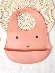 1pc Customized Baby Silicone Bib, Soft Adjustable Waterproof Anti-Dirty Anti-Leakage Bib, Cartoon Design, All Seasons