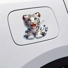 White Tiger Youngsters Cute Sitting Tiger Creative Fun Car Motorcycle Sticker Covering Scratches Window Motorcycle Laptop Helmet Refrigerator Waterproof Sticker Game And Anime Surrounding