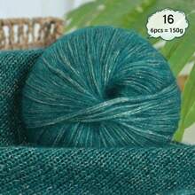 6 件/包，共 150 克金色闪光多色马海毛纱线，手工 DIY 材料，用于编织秋冬保暖时尚毛衣、套头衫、围巾、帽子、手套 - 金聰6團 - 查看 7