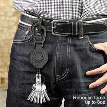 1pc Retractable Heavy-Duty Keychain With Laser Gray ID Card Holder, Cushioned Steel Cable Snap Hook, Outdoor Camping Fishing Backpack Key Chain