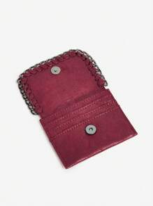 Y2K Fashion Personalized Rock Style Simple Short Chain Card Holder Coin Purse Clutch Wallet For Women Wallet Mini Wallet Purse Wallet Card Wallet - Burgundy - View 5