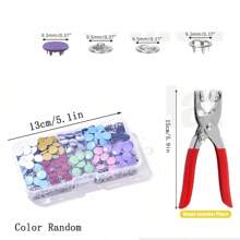 EDCUEBE7 Bộ 402 nút bấm 5 chấu nhiều màu, nút bấm bằng thép không gỉ kèm kìm, dùng để may vá, đồ thủ công tự làm, quần áo, mũ, túi xách, kèm hộp đựng đồ dùng may vá (Màu sắc ngẫu nhiên) - Nhiều màu - Xem 6