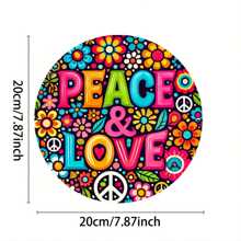 1pc Retro ijzeren bord, 8x8 inch - Peace And Love wanddecoratie, waterdicht, kleurvast, hitte- en koudebestendig, voorgeboorde gaten voor eenvoudige installatie, geschikt voor thuis, garage, veranda, café, club - Engelse tekst, multifunctionele binnen-/buitendecoratie