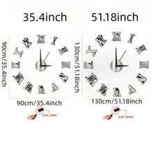 3D Acrylic Digital Wall Clock Roman Numerals Design Mirror Wall Clock Fashion Large Round Wall Clock DIY Self Adhesive Clocks Large 3D Wall Clock DIY Creative Mirror Surface Wall Decorative Sticker Watch 36inch Frameless Home Decor Back To School Room Decor School Supplies - Multicolor - View 8