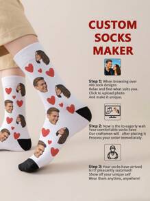 1 par de calcetines de tubo medio personalizados para hombres, con cualquier rostro impreso, calcetines personalizados con fotos, pareja de calcetines con imágenes personalizadas e interesantes, adecuados para el Día de San Valentín, cumpleaños, obsequios y otras ocasiones, perro, colorido, lindo, adorable, sencillo, divertido, personalizado, único, ideal para él, ideal para ella, novio, novia, familia, amigos, abuelos