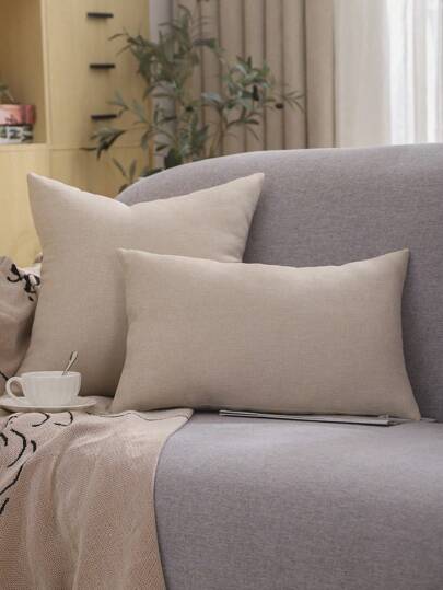 Miater 1 件条纹天鹅绒拼布装饰抱枕套，亚麻面料