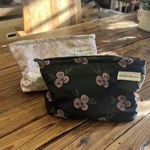 1 件新鲜花卉玫瑰设计化妆包，大容量便携式护肤品收纳袋，旅行洗漱用品收纳袋 - 彩色 - 查看 7