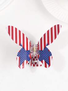 1 PIEZA Clip de pelo de 10 CM con bandera estadounidense impresa por ambos lados en PVC en forma de mariposa
