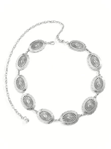 Neues Design, westlicher Stil Metall Taillenkette für Frauen, hochwertige, elegante westliche Retro Taillenkette, vielseitiges Rautenmuster, niedliche Zinklegierung Taillenkette, geeignet für alle Jahreszeiten, Schule