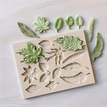 1pc Nature-Inspired Green Leaf, Rose Leaf, Elm Leaf, Turtle Back Leaf Silicone Cake Chocolate Mold, High-Quality Silicone Mold For Fondant, And Durable Kitchen Silicone Mold, Suitable For Various Holiday Cake Decorations - Forest Green Leaf Silicone Mold - View 10