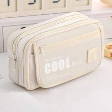 So Cool 铅笔盒笔袋翻盖前袋多网眼收纳袋适用于文具学校学生，返校礼物