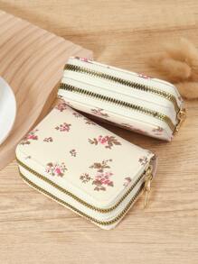 带图案的时尚钱包 - 高品质皮革女士钱包，带多个卡槽、拉链开合和耐用防刮五金配件，紧凑便携的信用卡、银行卡和现金卡夹，完美的旅行必需品，适合送给女朋友、母亲、老师或亲人，非常适合旅行、工作、购物和返校使用，时尚实用的设计，适合学校、办公室和户外活动 - 米色 - 查看 8