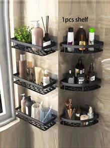 1 件浴室壁挂式搁板，无需钻孔储物架，适用于淋浴用品、洗漱用品、化妆品、厨房角落收纳 - 彩色 - 查看 12