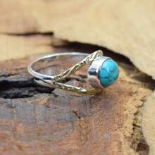 925 Sterling Silver And Brass Onyx Gemstone Jewelry Ring ~ December Month Birthstone ~ Natural Crystal Gemstone Ring ~ Gift For Valentine Day - 綠松石 - 查看 4