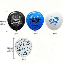 16pcs 12 Inch Printed Graduation Season Balloons Decoration, Graduation Party Decor, Confetti Balloons - Blue Graduation Season - View 3