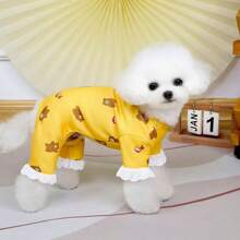 Puppy/Kitten Cartoon Printed Casual Homewear Leashable 4-Leg Clothes, Spring & Summer