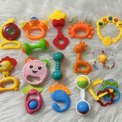 Kit 4 Chocalhos  Macio Bebê Brinquedo Sensorial Musical Infantil