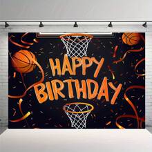 Basketball Theme Birthday Party Backdrop - Multi-Purpose Polyester Decoration, Perfect For Photography, Cake Table Banner, Indoor & Outdoor Use - Multicolor - View 6