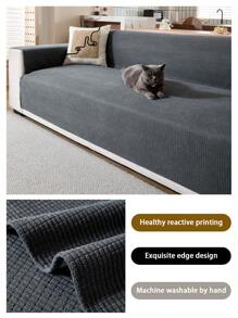 1pc Waterproof Corduroy Jacquard 4-Season Sofa Cushion Cover, Simplistic Modern Style Pet-Friendly Anti-Scratch Anti-Slip Sofa Slipcover, Suitable For 1/2/3/4-Seat Sofa In Living Room (Armrest Sold Separately)