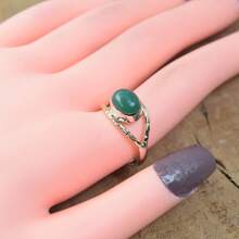 925 Sterling Silver And Brass Onyx Gemstone Jewelry Ring ~ December Month Birthstone ~ Natural Crystal Gemstone Ring ~ Gift For Valentine Day - 綠瑪瑙 - 查看 2