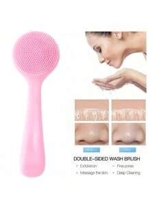 Juego de 4 piezas de cepillos faciales de silicona multifuncionales, cepillo facial exfoliante de doble cabeza de silicona, cepillo de doble cara, cepillo facial reutilizable, cepillo facial manual, adecuado para el cuidado y el masaje facial, cepillo exfoliante de silicona manual para eliminar los residuos de maquillaje, los puntos negros, el masaje facial y la limpieza profunda de la piel