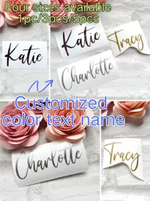 Customized Creative Home Decoration Decorative Stickers Label Stickers Personalised Name Vinyl Decal Custom Name Stickers Wine Glass Decal Bridal Party Decal Vinyl Lettering Calligraphy Decal Gift Box Sticker - Multicolor - View 2