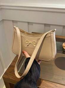 Elegant Crescent-Shaped Underarm Shoulder Bag For Women, Chic Casual Fashion, Solid Color Underarm Bag - Khaki - View 2
