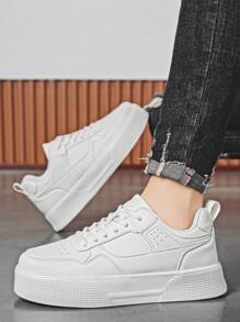 Chaussures de skate casual classiques à tige basse pour hommes avec un patchwork en PU et des lacets à l'avant, polyvalentes et adaptées aux trajets, unisexes, à bout rond, grandes tailles, convient aux adolescents, été, casual, athlétique en extérieur, vacances, voyages, cadeaux de diplôme, tenues d'anniversaire, gym