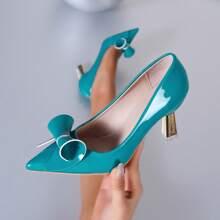 Fall/Winter 2025 Women's Solid Color Pointed Closed-Toe High Heels, Elegant And Suitable For Daily Commuting, Outdoor, Family Gatherings, Festivals, Formal Occasions, Suitable For Spring And Summer, Work Shoes, Elegant, Women's High Heels, Lake Blue Shoes - 湖水藍 - 查看 1