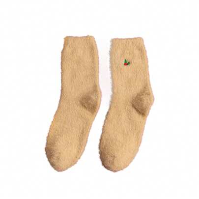 Women Christmas Mid-Tube Socks Autumn Winter Fuzzy Christmas Tree Candy Pattern Warm Fashion Cozy Stockings