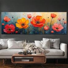 1pc Colorful Flower Botanical Posters , Modern Wall Arts , 3D Canvas Painting, Wall Art Pictures For Living Room For Bedroom Office Decor Unframed 50x150cm/19.68x59.05inch
