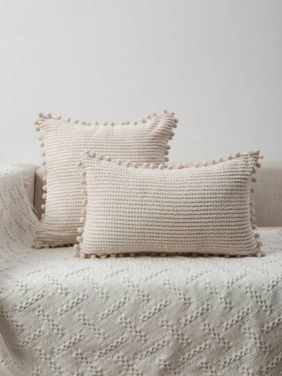 Miater 1 pieza Funda de cojín sin relleno con diseño de pompón