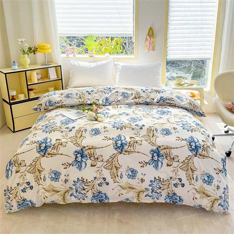 3-Piece Floral Elegant Duvet Cover Set - Soft Comfortable Fabric - Includes Duvet Cover And 2 Pillow Shams - Ideal For Bedroom, Guest Room, Hotel