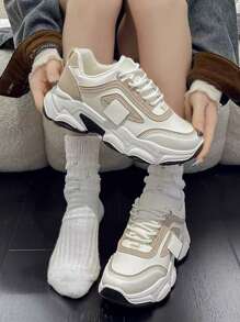 1 Pair Girl's 2025 New Spring Ugly Sneakers, Versatile Soft Bottom Sports Casual Shoes, Platform Increased Height, Suitable For Spring, Summer, Autumn
