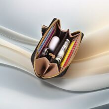 Quilted Pattern Long Wallet With Zipper Pu For Women Wallet Mini Wallet Purse Wallet Card Wallet - Black - View 7