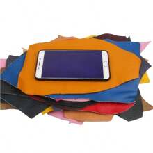 5pcs Assorted Color Full Grain Leather Scrap Pieces For DIY Leather Crafts, With Different Textures - Multicolor - View 5