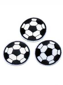 5pcs 3.5cm Round Football Soccer Patches - Iron On Sewing Embroidery Badge Sticker For DIY Clothes And Decoration Garment Fabric Appliques - For Sports Fans & Crafters - Perfect For Personalizing Clothing & Accessories