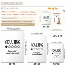 1pc, Canvas Hanging Picture, Framed, Poster, Wall Art, Adult Wall Art: Funny Letter Printing Poster, Indoor Use, Suitable For Living Room, Bedroom, Office, Bathroom, Kitchen, Art Print, Wall Decoration, Modern Style, Vintage Charm, Text Poster Gifts Birthday Graduation