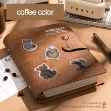 Cuaderno de estética de buena suerte: diario Kawaii, planificador, álbum de recortes con 10 pegatinas aleatorias gratis, diseño lindo de bolsa de la compra, útiles escolares, vuelta al cole