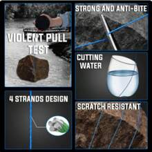300 米/11811 英寸 4 股高强度编织钓鱼线，抗咬耐磨，6-100 磅测试