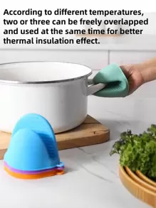 2pcs Heat Resistant Silicone Oven Gloves, Mini Microwave Friendly Non-Slip Pot Holder, Kitchen Cooking Accessories - Multicolor - View 4