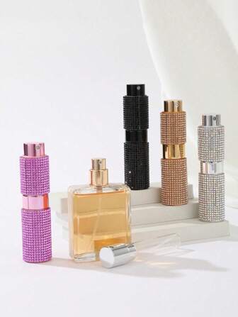 1 件 8ml 水钻旅行香水瓶可再填充，便携式空化妆品香水雾化器，闪亮闪光喷雾瓶 - 男女旅行必备品