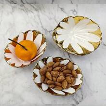 1个白色和金色陶瓷调味碗，手工绘制金色线条，可盛放手工蘸酱、莎莎酱、酱油、沙拉酱、小吃碗 - 彩色 - 查看 1