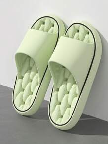 Women's Thickened Hollow Slip-On Slippers, Comfortable Simple Soft Bottom Non-Slip House Slippers, Casual Style, 2024 New Indoor/Bathroom Slides - Green - View 3