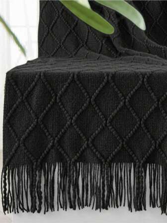 针织毯子，棕色波西米亚风格，适合沙发、床、秋冬季使用，非常适合感恩节和圣诞节