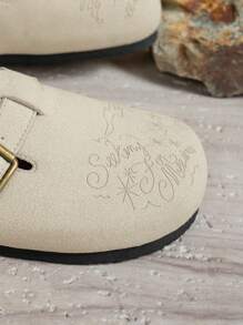 Lightweight Comfortable Non-Slip Casual Slip-On Sandals With Elegant Printed Upper Design, Suitable For Outdoor All Seasons, Round Toe Flat Slippers For Women